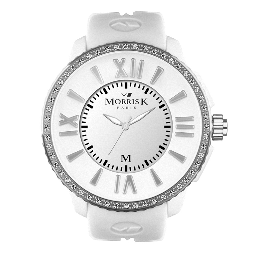 MORRIS K「獨一無二」晶鑽限量錶款-白/50mm