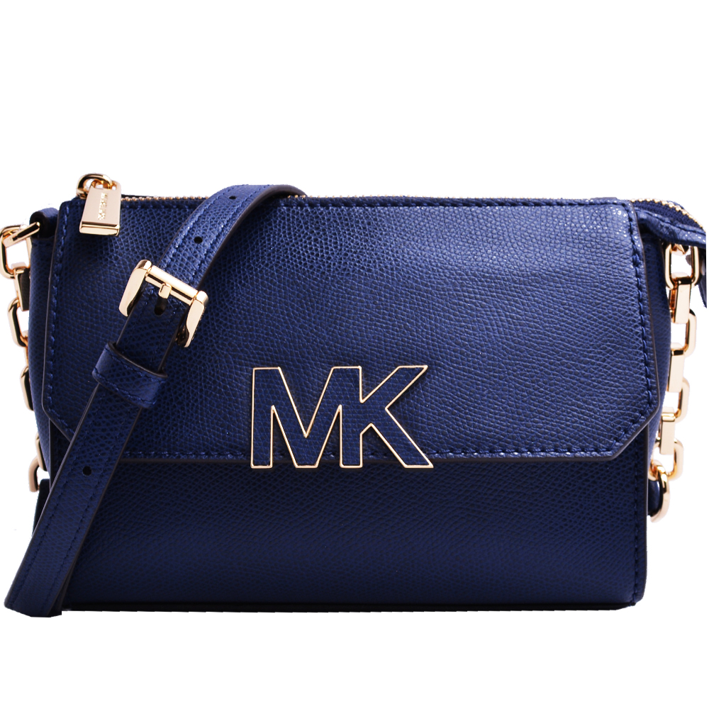 MICHAEL KORS Florence防刮皮革斜背方包-小/深藍