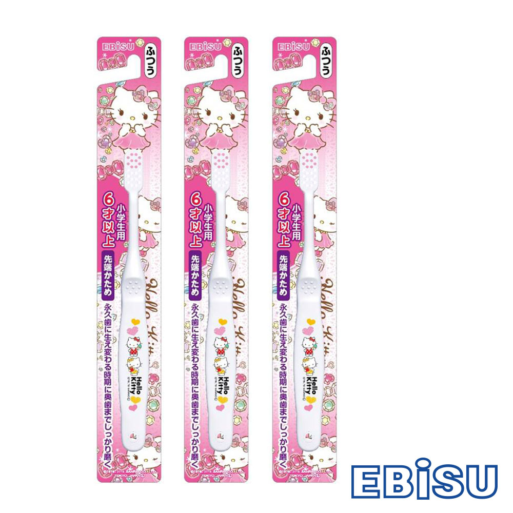 日本EBISU-Hello Kitty 6歲以上兒童牙刷×3入-顏色隨機
