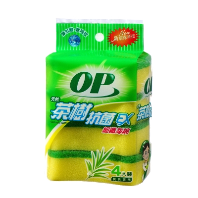 OP 茶樹抗菌海綿菜瓜布(4入)