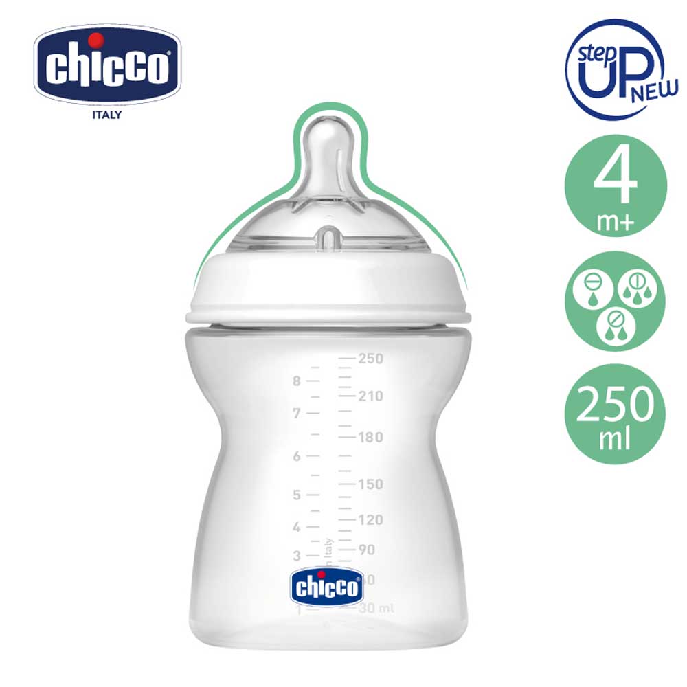 chicco-天然母感2倍防脹PP奶瓶一字孔(流量控制)250ML