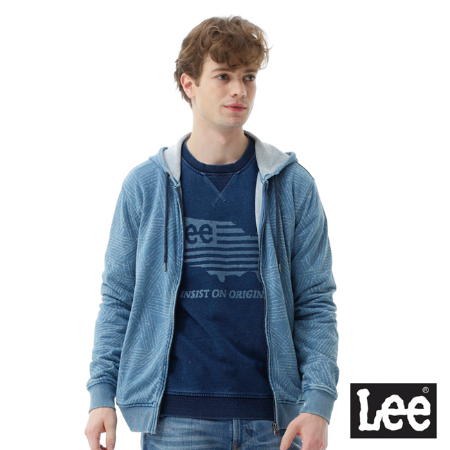 Lee 長袖連帽開襟外套-男款-藍