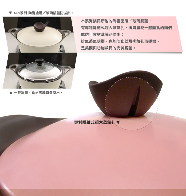 韓國NEOFLAM Aeni系列 24cm陶瓷不沾湯鍋+玻璃鍋蓋