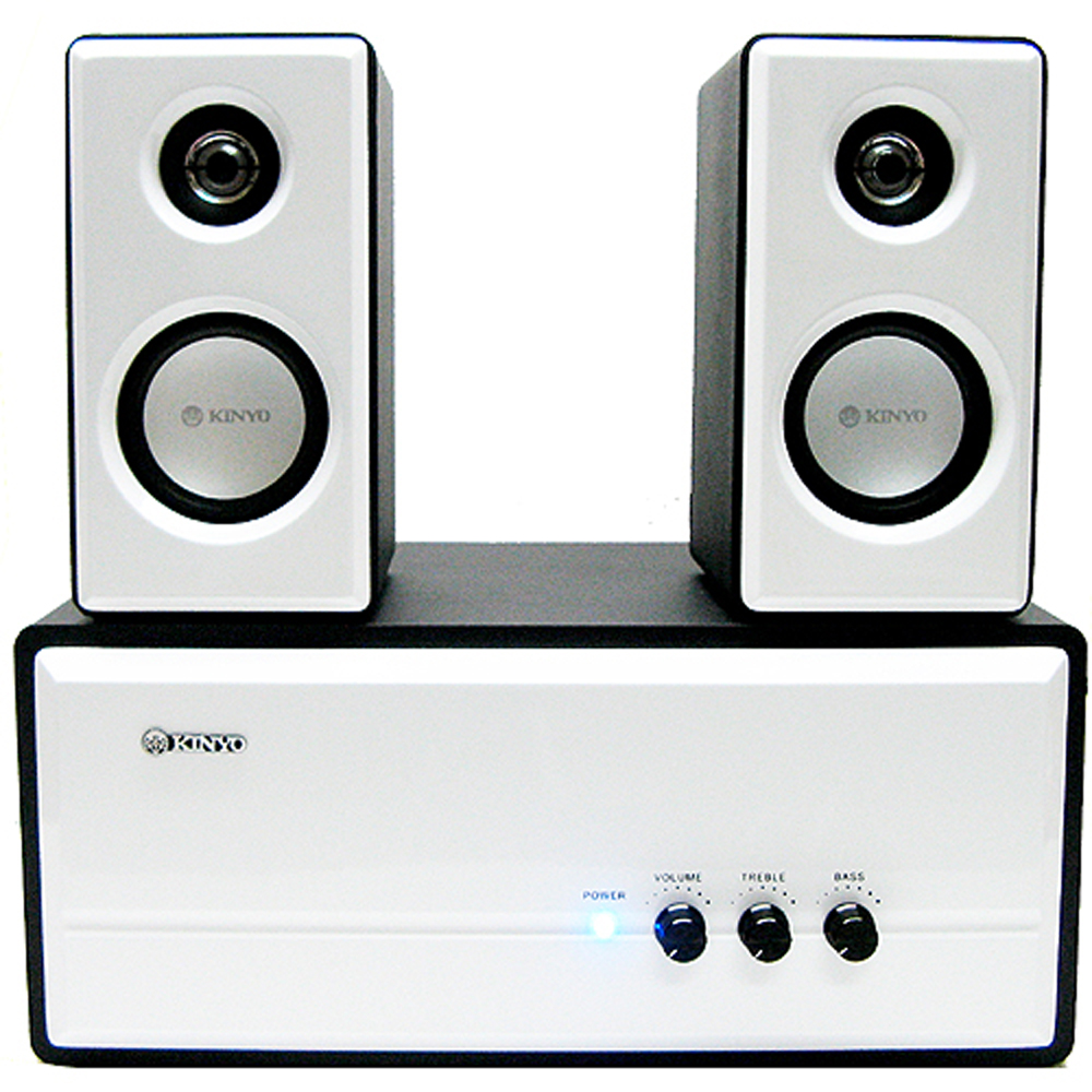 KINYO白色寧靜2.1聲道全木質防磁擴大喇叭(KY-670)
