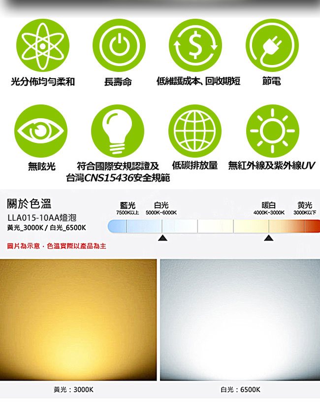 東亞照明 10W球型LED燈泡-白光10入(新版)