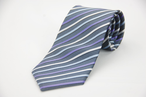 Alpaca 灰藍白紫斜紋領帶