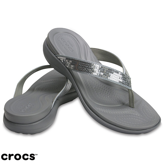 Crocs 卡駱馳 (女鞋) 卡沛兒V形亮閃人字拖 204311-040