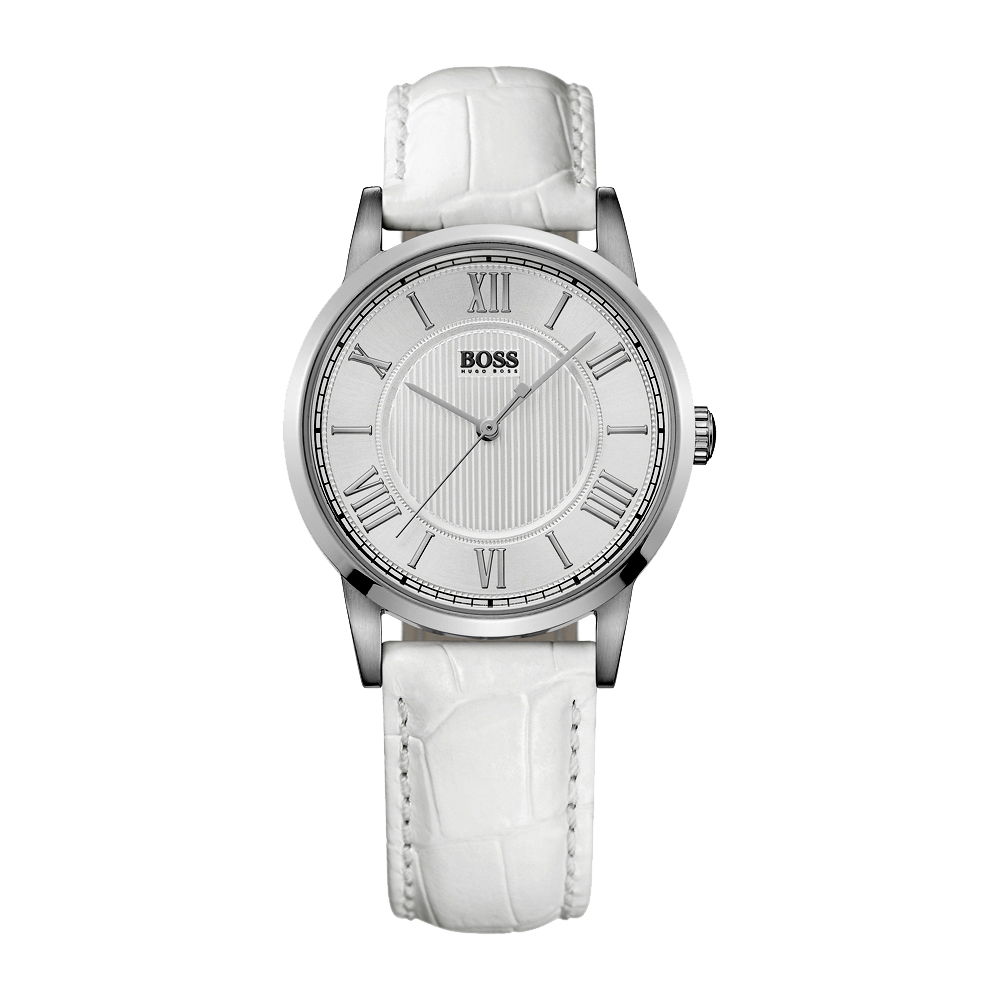 Hugo Boss 歐式羅馬風簡約腕錶-白/35mm