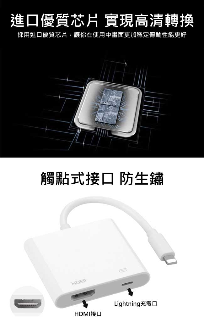 iPhone轉HDMI Lightning 數位影音轉接器(OT-7565)