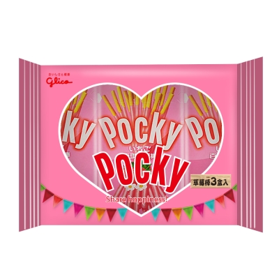 Pocky 格力高三盒入草莓棒(120g)