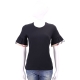 BURBERRY 喇叭袖格紋細節設計棉質短袖T恤(黑色) product thumbnail 1
