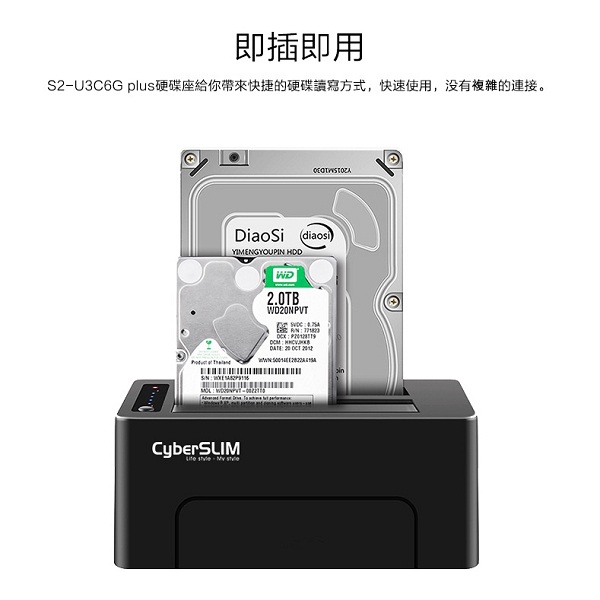 CyberSLIM S2-U3C 6G plus 2.5吋及3.5吋雙層外接盒 對拷機