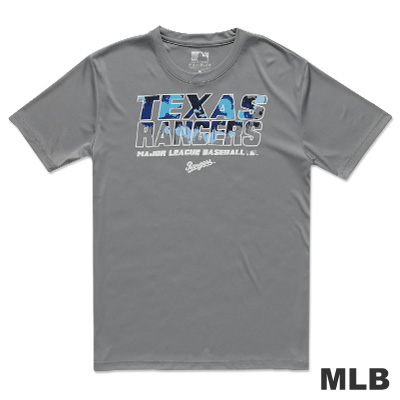 MLB-德州遊騎兵隊圖文遮色短袖快排T恤-灰(男)