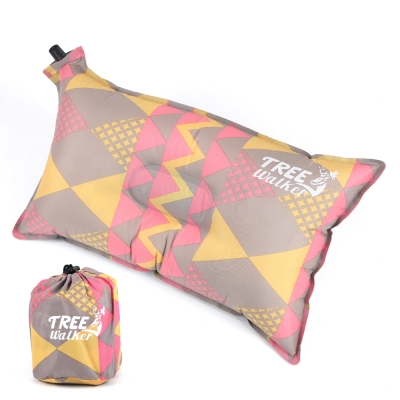 TreeWalker 舒適自動充氣枕頭 -粉紅菱紋