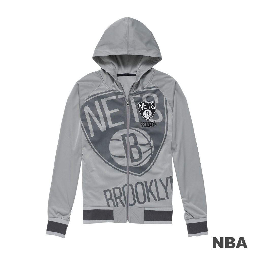 NBA-布魯克林籃網隊連帽休閒外套-麻灰色(男)