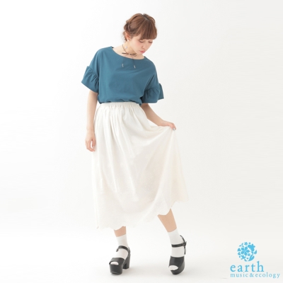 earth music 甜美花邊刺繡打摺長裙