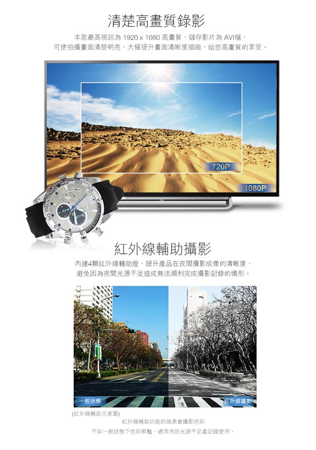 全視線 KT288 1080P影音雙錄腕錶造型攝影機