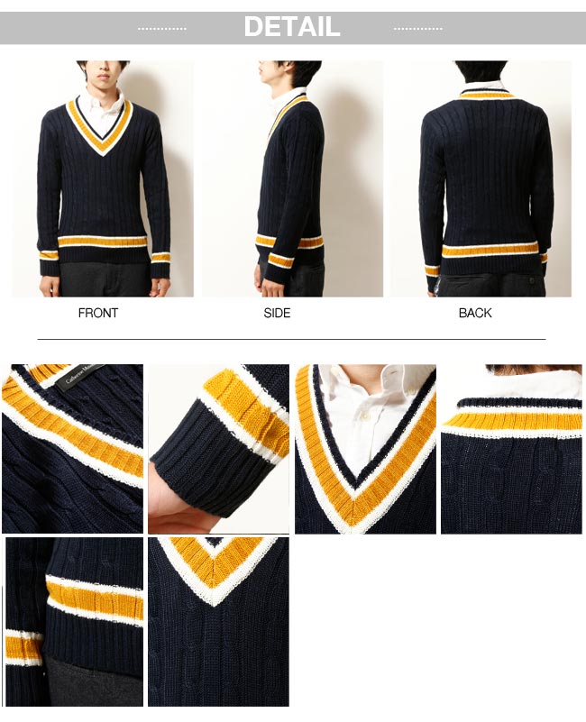 ZIP日本男裝 針織V領網球毛衣
