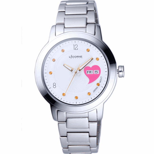 LICORNE 心心相印俏麗手錶 - 白/37mm