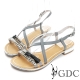 GDC-交叉環繞水鑽蝴蝶結羊皮平底涼鞋-灰色 product thumbnail 1