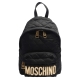 MOSCHINO 菱格紋縫線金色LOGO尼龍後背包(小-黑) product thumbnail 1