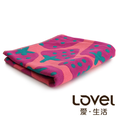 Lovel日雜塗鴉可愛草莓紗布毛巾(共3色)
