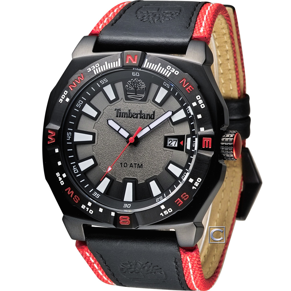 Timberland Rindge 叢林巡航時尚腕錶-黑x紅/47mm