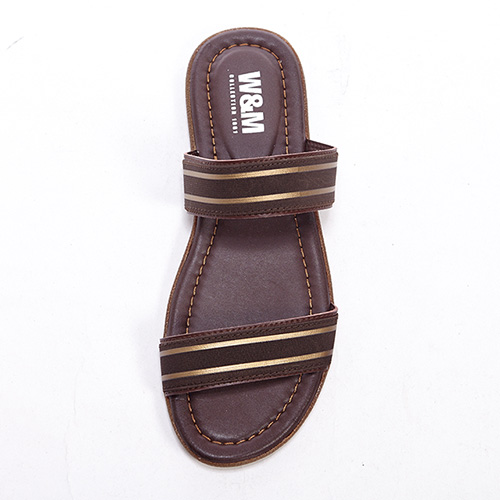 W&M 搭配金色分段設計男鞋拖鞋-咖
