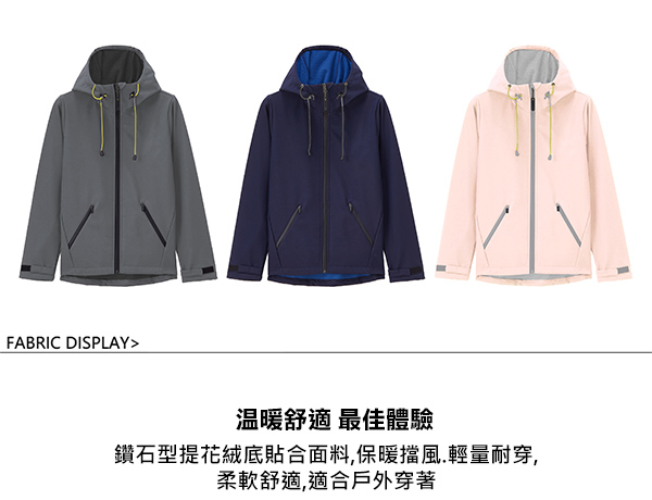 GIORDANO 女裝防風保暖搖絨連帽修身夾克外套 - 08時尚灰