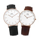 DW Daniel Wellington 時尚情侶真皮對錶-白x玫瑰金框/40+34mm product thumbnail 1