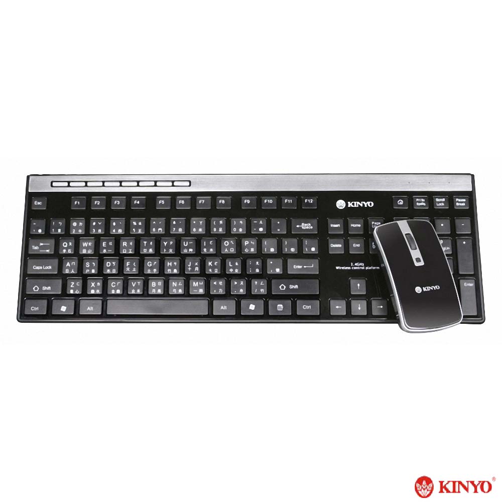 KINYO 2.4GHz多媒體無線鍵盤滑鼠組-夢幻快手(GKBM-996)