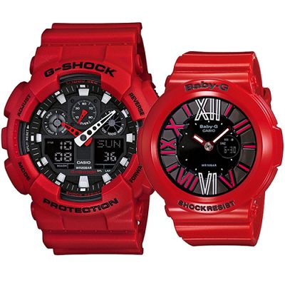 G-SHOCK&BABY-G組合 大膽搶色重機裝置Man運動錶X霓虹繽紛夜光羅馬簡約休閒錶