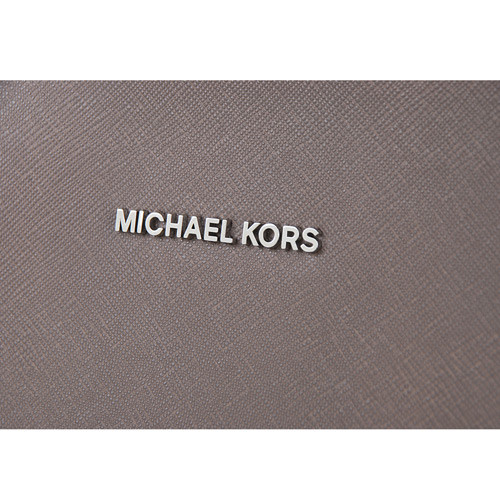 MICHAEL KORS 防刮皮革雙隔層鏈帶肩(中/深灰)