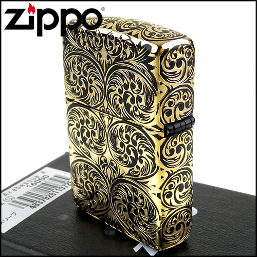 ZIPPO 日系~阿拉伯花紋5面蝕刻加工打火機(ARMOR裝甲)(霧黑金A款)