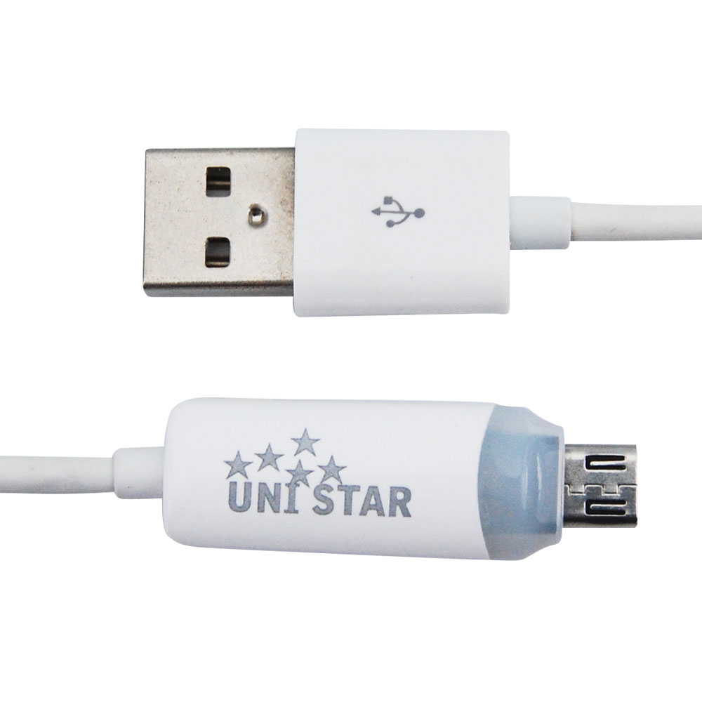 UNI STAR USB2.0 A公-Micro5P發光手機線 1公尺