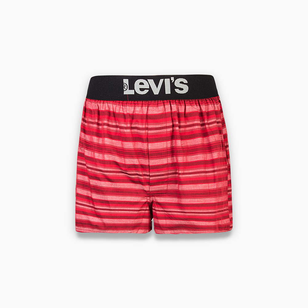 Levis 男款 Woven Boxer 四角褲 條紋 紅色