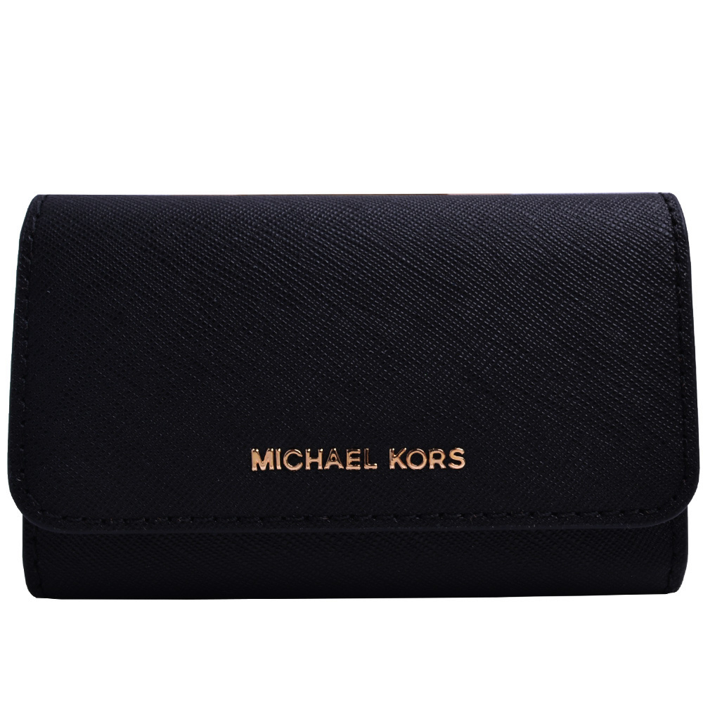 MICHAEL KORS Jet Set Travel 防刮皮革萬用零錢/名片夾-黑