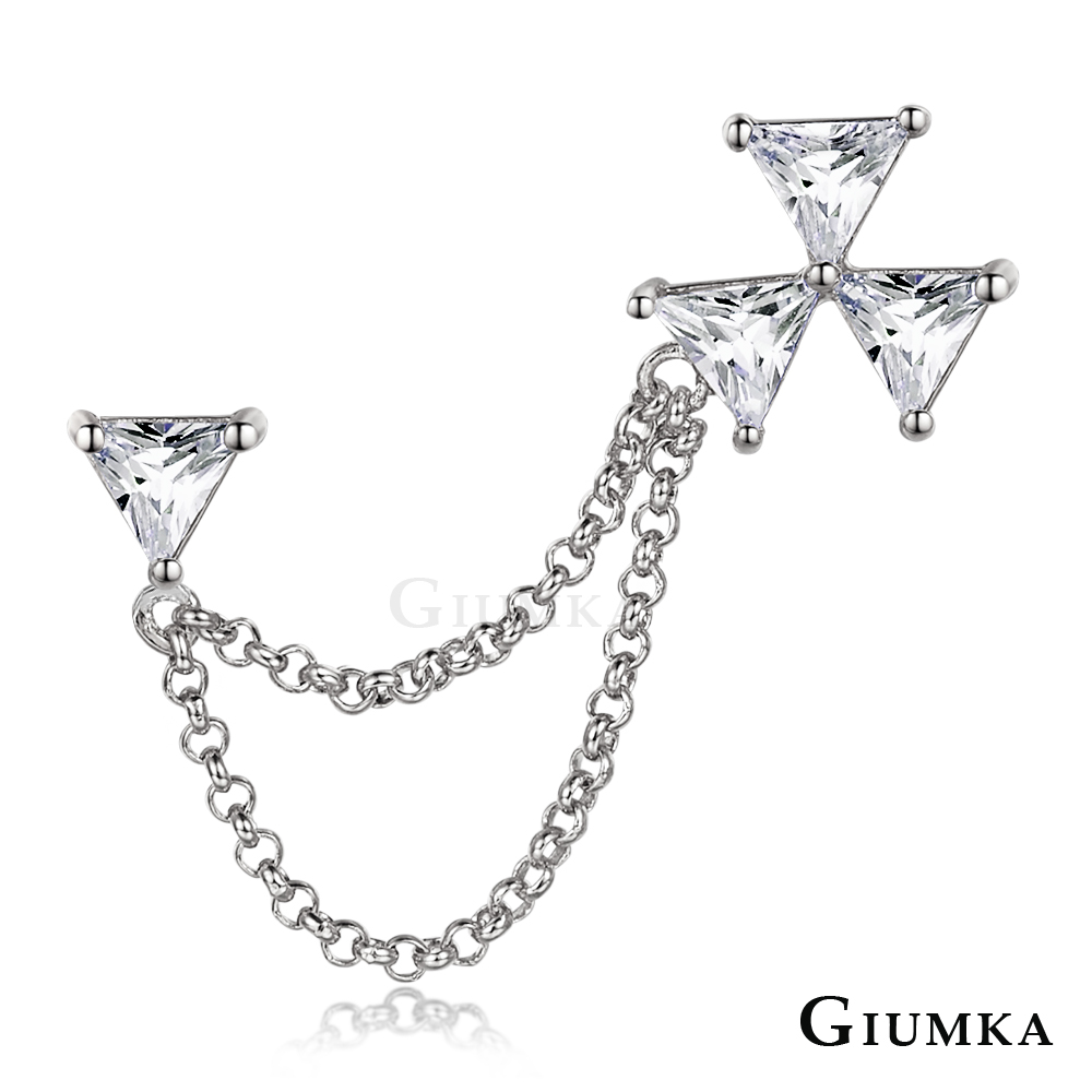 GIUMKA 三角元素吊鍊 耳環-銀色