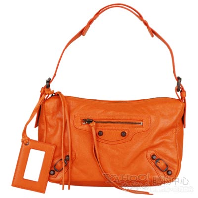 BALENCIAGA 巴黎世家經典機車包造型迷你肩背包(橘)