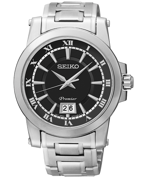 SEIKO Premier 羅馬主義大視窗時尚腕錶(SUR015J1 )-黑/40mm