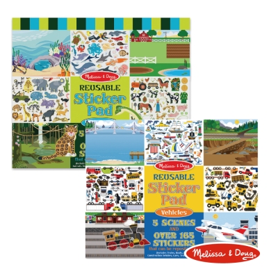 美國瑪莉莎 Melissa & Doug 靜電貼紙簿組合 - 棲息地 + 交通工具