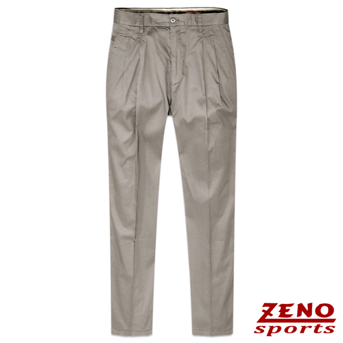 ZENO 彈性精品素色打摺休閒褲‧灰褐30~42
