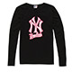 MLB-紐約洋基隊植絨LOGO印花長袖T恤-黑 (女) product thumbnail 1