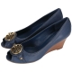 TORY BURCH LETICIA MID WEDGE 牛皮魚口楔型跟鞋(深藍色) product thumbnail 1