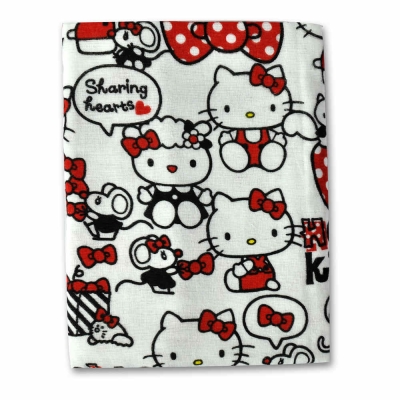SANRIO三麗鷗授權Hello Kitty凱蒂貓白底紅圓點蝴蝶結紗蘿浴巾