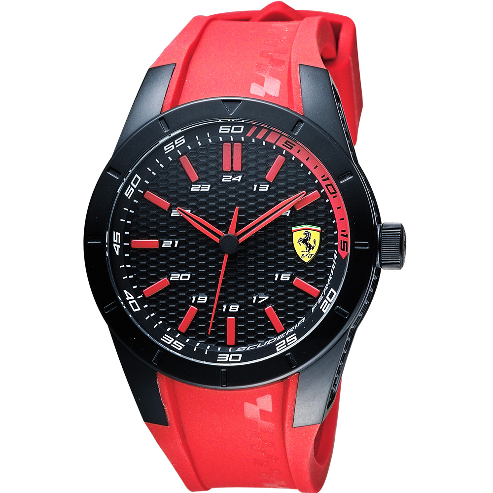 Scuderia Ferrari 法拉利 RedRev 競速手錶-黑x紅/44mm