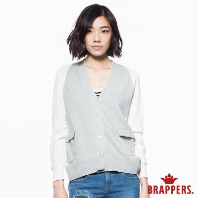 BRAPPERS 女款 配色拼接針織外套-米白