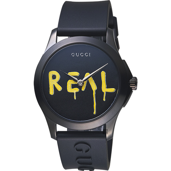 Gucci古馳 G-Timeless Real 造型錶-黑/38mm