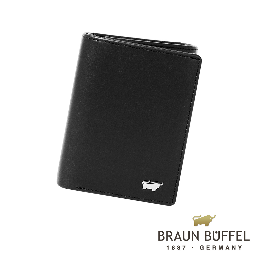 BRAUN BUFFEL - HANS漢斯系列7卡信封式短夾 - 經典黑