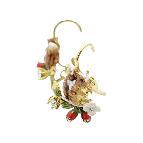 Les Nereides動物花園系列 雪花松鼠花瓣耳環
